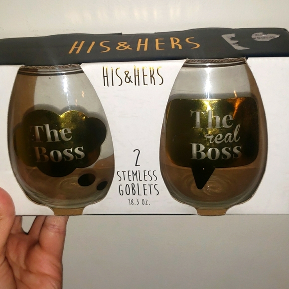 His & Hers Stemless Wineglasses - Picture 1 of 1